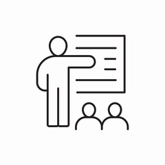 teacher explains lesson icon vector sign