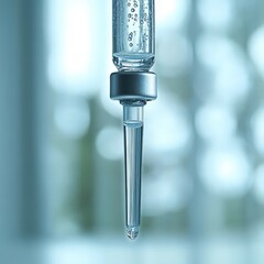 Close-up of IV drip with clear fluid, showcasing medical precision and healthcare.
