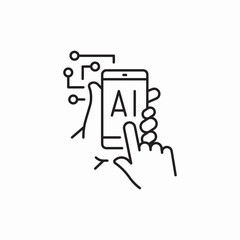 phone Artificial intelligence learning icon vector sign