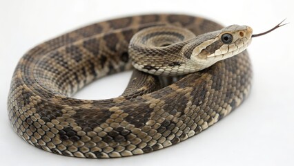 Obraz premium Coiled Snake on White Background