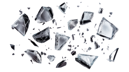 broken glass sphere isolated on white background