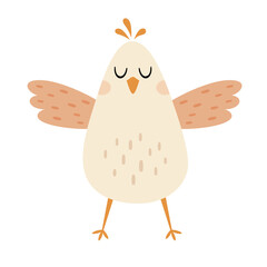 Bird clipart. Cute character in cartoon flat style. Hand draw vector illustration	
