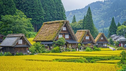 Fototapeta premium Serene Gassho-style Houses in Shirakawa-go, Japan