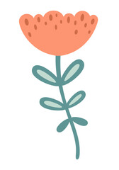 Flower clipart, cute floral clipart, hand drawn seasonal objects. Vector illustration in flat style