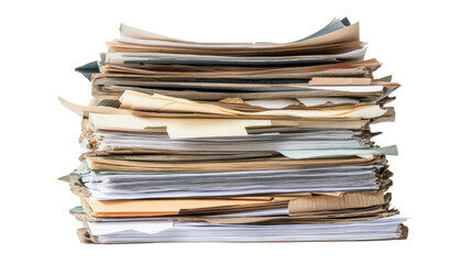 stack of old magazines isolated on white background