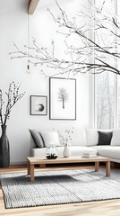 Modern Minimalist Living Room 3D Render