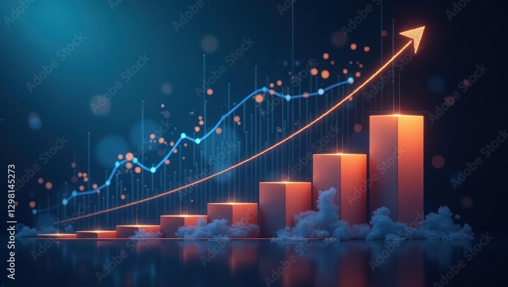 Poster conversion rate optimization. graph is rising up and arrow is pointing upward
