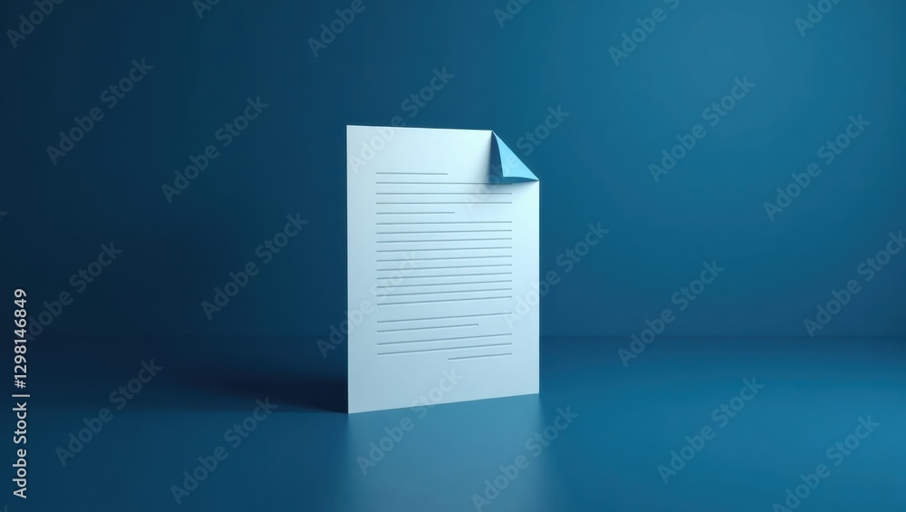 Aufkleber document automation. paper is on table with blue background