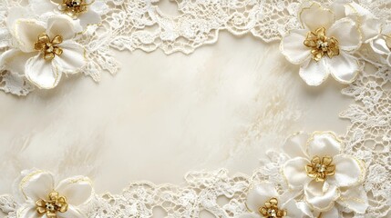 Elegant Lace and Floral Background for Wedding Invitation