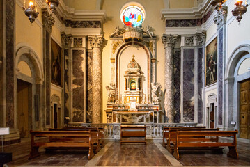 Fototapeta premium Livorno, Tuscany, Italy: interior of the cathedral of Livorno dedicated to Saint Francis of Assisi