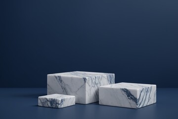 Square marble pedestals for product placement