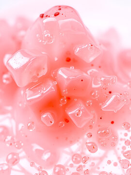 Close up of mixture of mineral water with xanthin gum