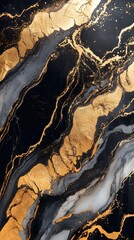 Obraz premium Abstract Design of Flowing Liquid Gold on Dark Background