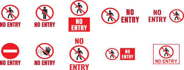 No entry icon symbol. Isolated vector no entry sign on white background.