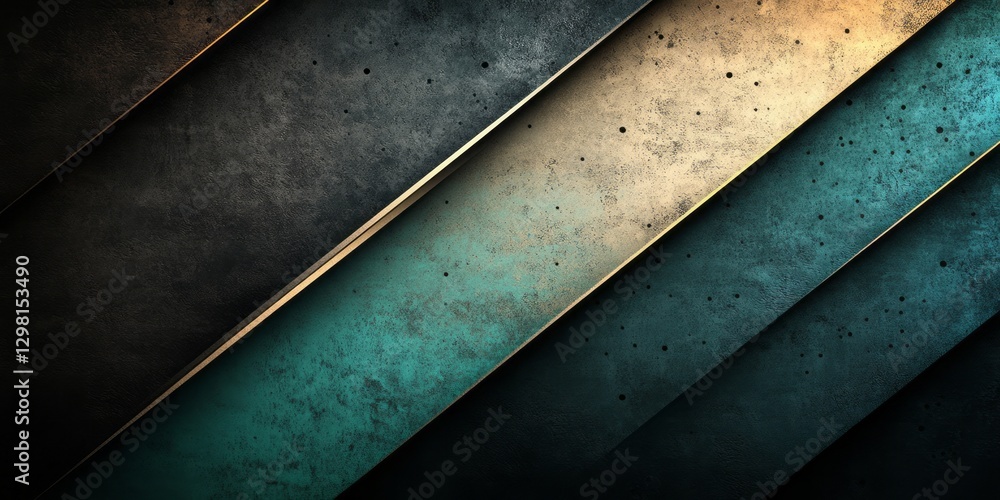 Poster Diagonal layers of textured materials with golden edges