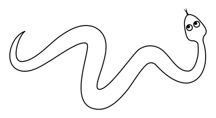 snake, black and white cartoon vector illustration