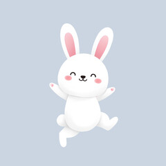 Easter Bunny Cartoon Illustration, Cute Holiday Rabbit Character