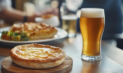 Freshly baked pie and a cold beer, Generative AI