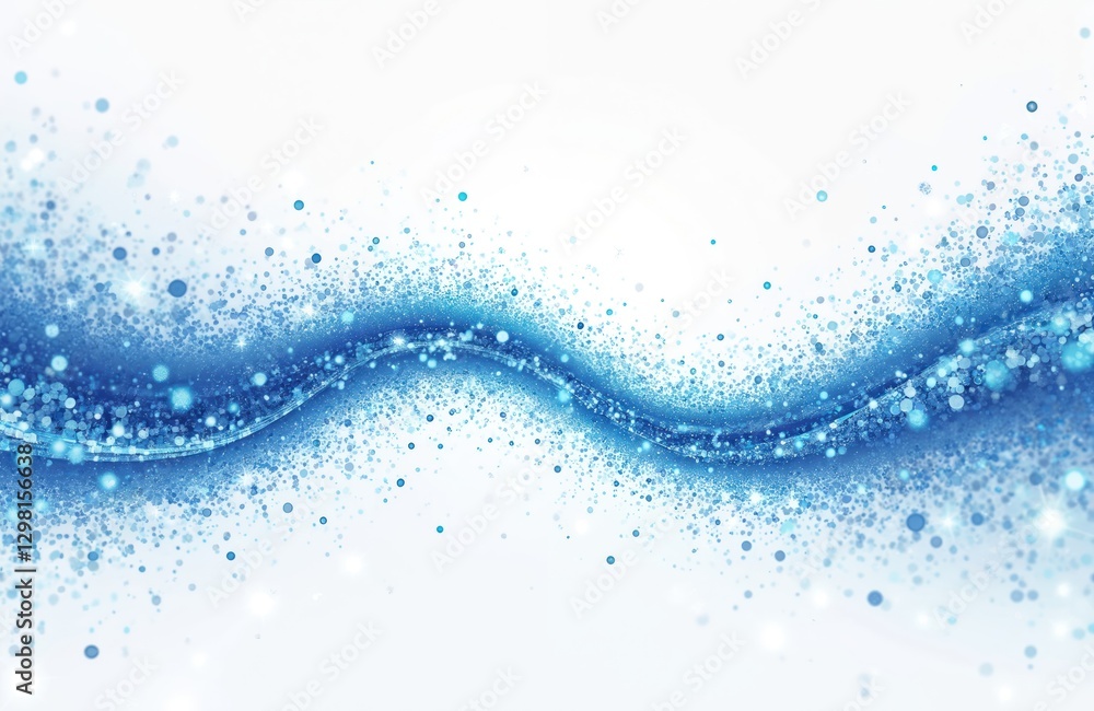 Poster blue and white abstract soft wave digital design with dots and glittering sparks. artistic tech ligh