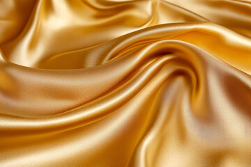 Obraz premium Golden silk fabric with smooth flowing texture and luxurious shine