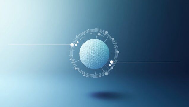 Plausible Analytics. Blue golf ball with digital network effect techno