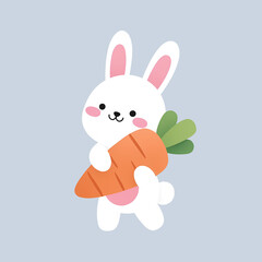 Easter Bunny Cartoon Illustration, Cute Holiday Rabbit Character