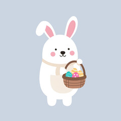 Easter Bunny Cartoon Illustration, Cute Holiday Rabbit Character