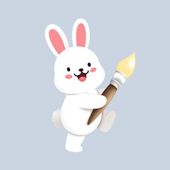 Easter Bunny Cartoon Illustration, Cute Holiday Rabbit Character
