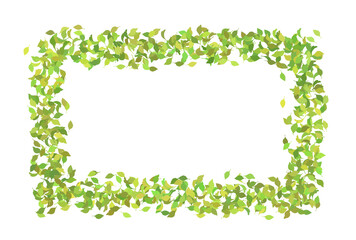 黄緑の葉っぱのフレーム　春　新緑