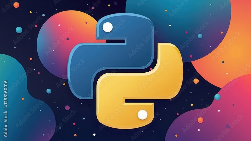 Poster thonny. python logo is shown on colorful background
