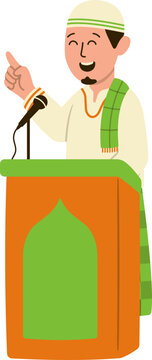 muslim man speaking at podium clip art preview