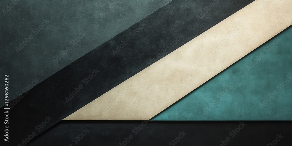 Poster abstract composition features diagonal bands in varying colors