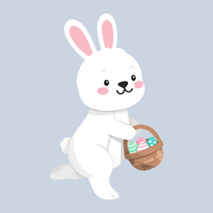 Easter Bunny Cartoon Illustration, Cute Holiday Rabbit Character