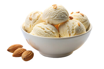 bowl of almond ice cream image isolated on transparent background