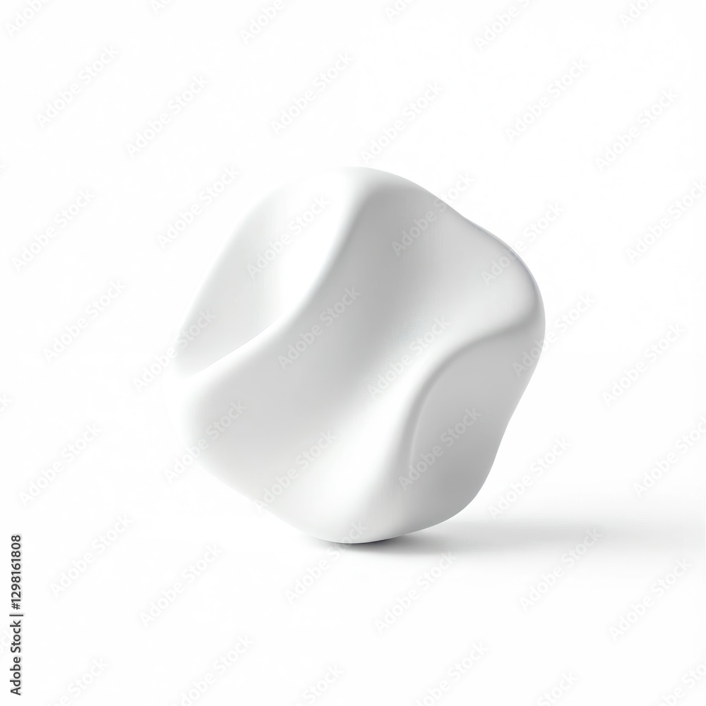 Poster abstract design featuring smooth white amorphous shape on white background. modern 3d rendering with