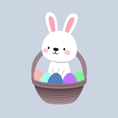 Easter Bunny Cartoon Illustration, Cute Holiday Rabbit Character