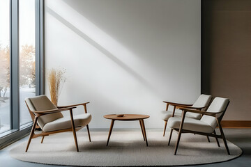 Modern Minimalist Living Room 3D Illustration