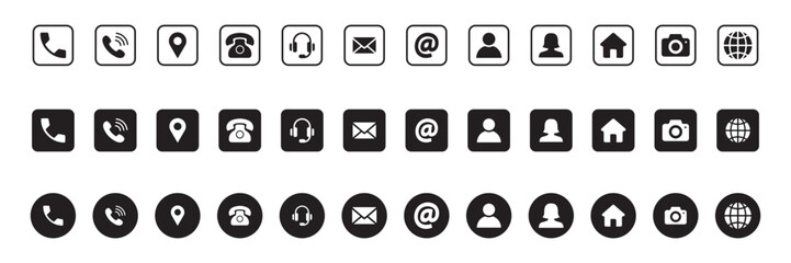 Unique style business card icon. Contact icon. Phone, mobile, call, message, web vector illustration EPS 10