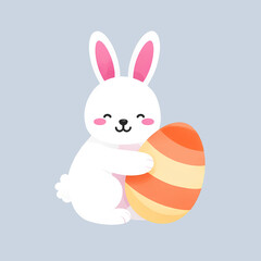 Easter Bunny Cartoon Illustration, Cute Holiday Rabbit Character