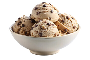 bowl of chocolate chip ice cream image isolated on a transparent