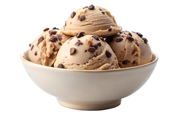bowl of chocolate chip ice cream image isolated on a transparent