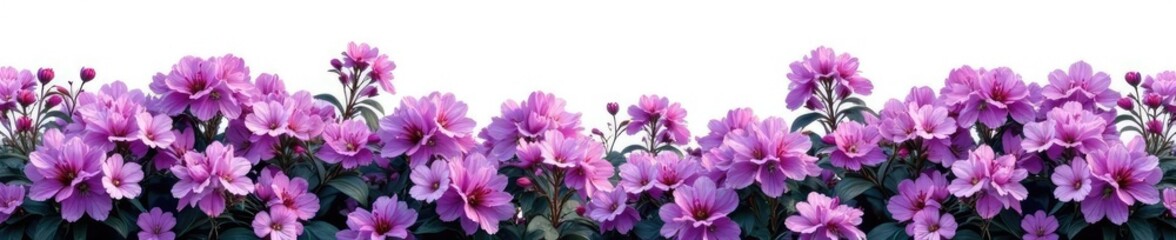 Obraz premium Dense purple bush flowers isolated on white background, bush, flowers, purple
