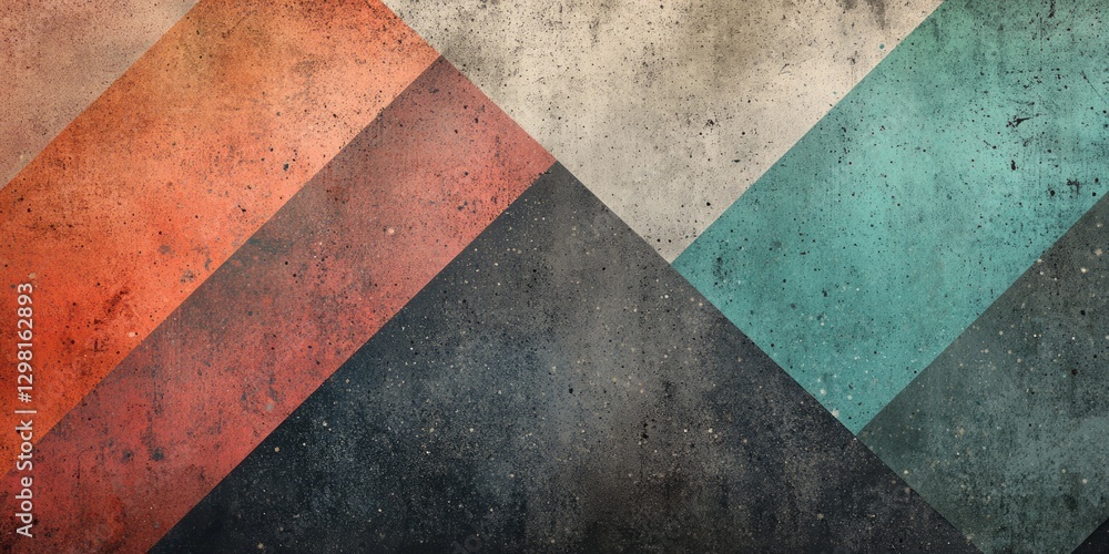 Poster textured geometric shapes form an abstract and colorful composition