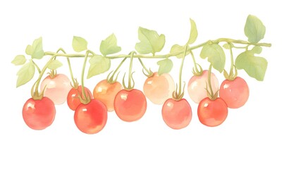 Obraz premium baby tomatoes watercolor style, Generative AI