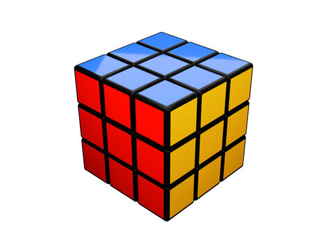 Cubo di rubik su sfondo trasparente, rendering 3d