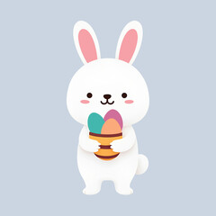 Easter Bunny Cartoon Illustration, Cute Holiday Rabbit Character