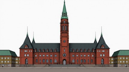 Fototapeta premium Line Art Illustration of Stockholm City Hall