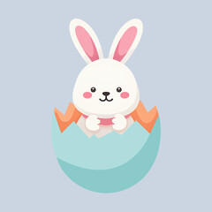 Easter Bunny Cartoon Illustration, Cute Holiday Rabbit Character