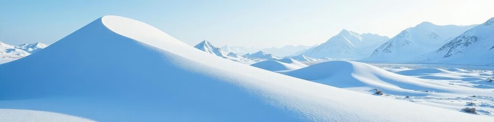 Fototapeta premium Glacial dune with frosty tips and snowy surroundings, cold, dunes, glacial formations