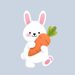 Easter Bunny Cartoon Illustration, Cute Holiday Rabbit Character
